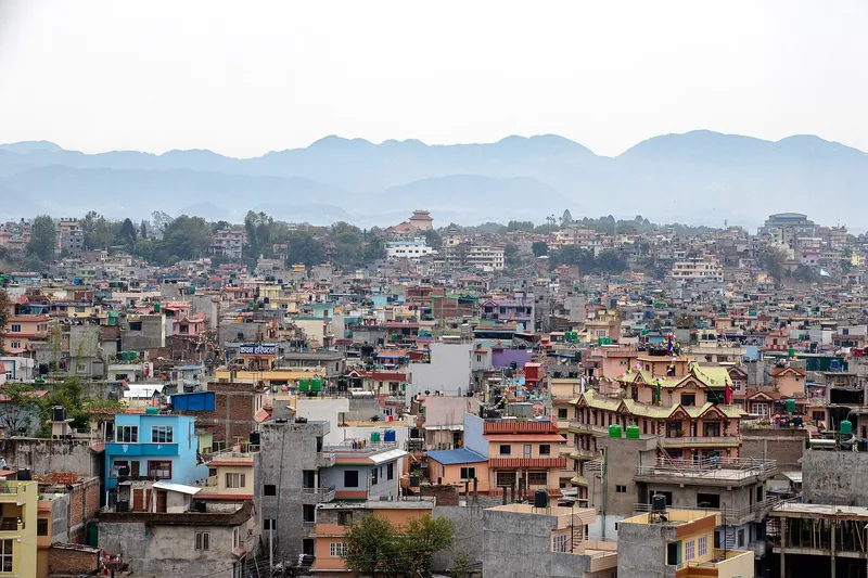 Dense residential rooftops across Kathmandu city